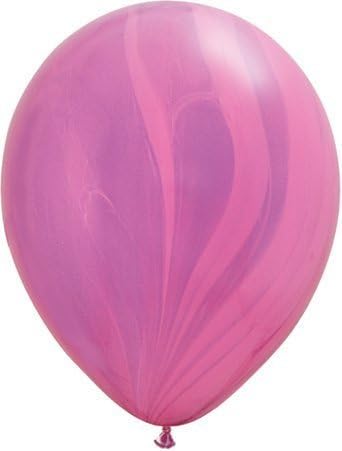 SuperAgate Pink/Violet Marbled 11" Latex Qualatex Balloons x 5