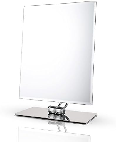 UK Plaque Tabletop Vanity Makeup Mirror, Rectangle 10.2X8.3 Inch, Chrome