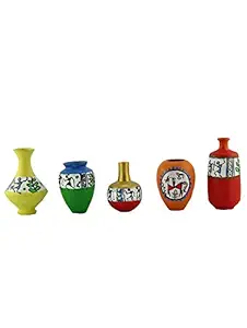 eKolhapuri Terracotta Flower Vase (5.9 x 7.08 x 3.14 inch, Multicolour)