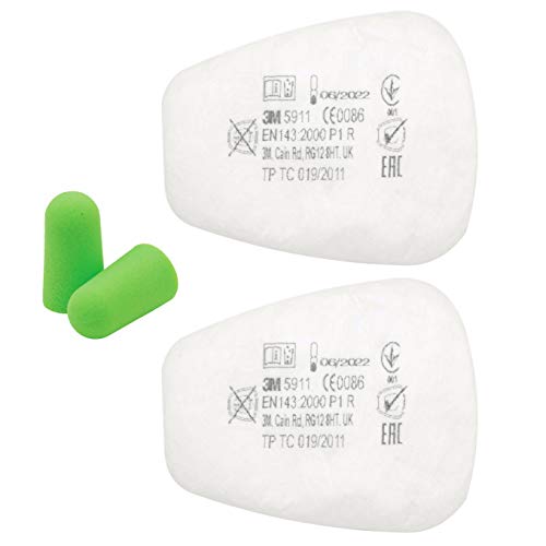 3M Filtre Anti poussière 5911 P1 R Filtres Particule pour Masque Serie 6000 7000-2 pièces / 1 Paire - et Bouchons d'oreilles SmartProduct