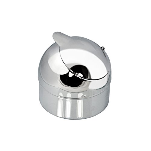 Aschenbecher Windaschenbecher aus Metall verchromt mit Klappe – 3 Stück – Durchmesser 9 cm - 2