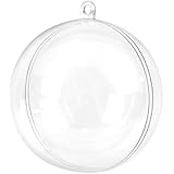 Naice Bola de Navidad Adorno de DIY Transparente Bolas Vacío Rellenable Plástica 100 mm - Paquete de 12