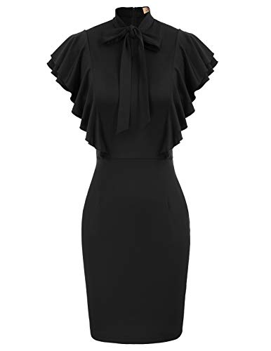 GRACE KARIN Robe Femme Moulante Noire Sexy À Volants sans Manche XL DECL0004-1