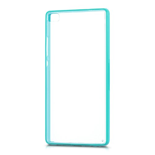 kwmobile Funda chic y sencilla para el Huawei P8 con superficie posterior transparente y marco en azul claro transparente