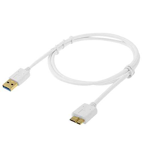 2 x Samsung Galaxy S5 Ladekabel / Datenkabel / Kabel (USB 3.0) mit „Super-Data-Speed-Technology“ von THESMARTGUARD in weiß — 1m / 1 Meter lang — - 2