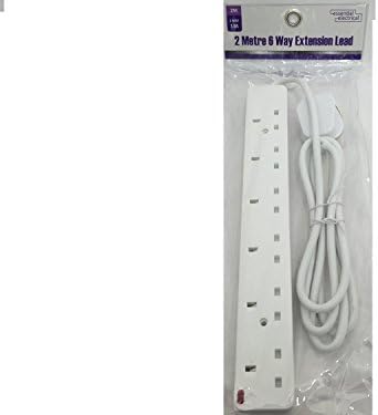 6 sockets 2 Meter Extension Lead White 13 amps