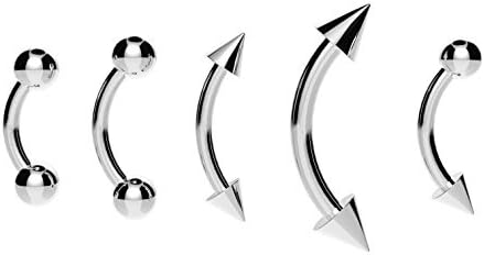 The Emporium Direct Curved Barbell Banana Eyebrow, Navel, Prince Albert Variou Silver (1.6mm(14g) *10mm *5mm Balls)