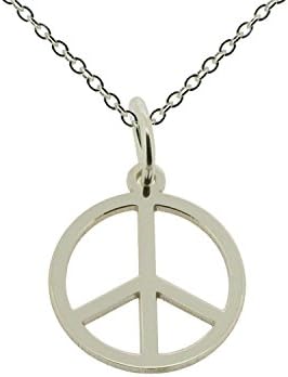 Solid 925 Sterling Silver Peace CND Pendant With Optional 1.2mm Wide Trace Chain In Gift Box (available in 16" to 24")