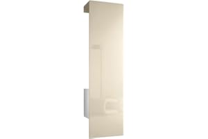 Vladon Mueble recibidor Carlton Set 5, Mueble de Entrada Compuesto por 1 Perchero con Puerta integrada y 1 Barra, Blanco Mate/Crema de Alto Brillo (52 x 193 x 35 cm)