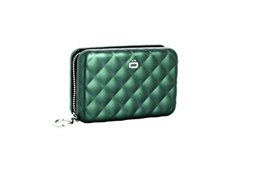 Ögon Smart Wallets - Portefeuille Matelassé Quilted Zipper - Pratique, organisé et Super stylé - Aluminium Anodisé Vert