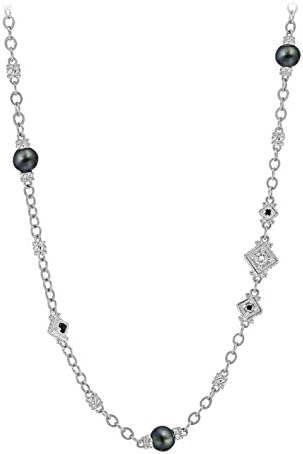 JUDITH RIPKA Women's "Renaissance" 925 Sterling Silver Fresh Water Grey Pearl Necklace of Length 43cm