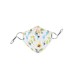 Chicco ComfyPro Face Mask, Effective Against 95% Particles, Soft & Breathable, Comfortable Nose Band, Adjustable & Reusable, Design-Birds, for Kids 3-6Y, White, S