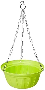 Gardens Need 100% Virgin Plastic Dove Hanging with Iron Chain | Set of 4 Planter, (22cm x 22cm x 24cm, Lemon Green)