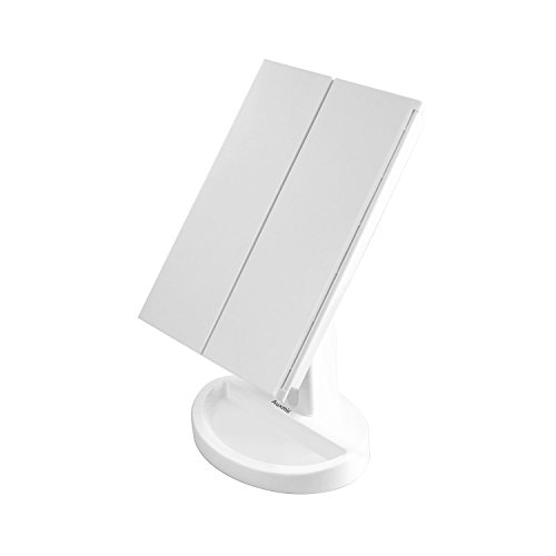 Auxent 3 Seiten Kosmetikspiegel mit LED Beleuchtung, Dimmbar durch Touch-Schalter, Blendfreie Bleuchtung, Schminkenspiegel mit 2 Klappbaren Seitenspiegeln für Makeup, Rasieren und Gesichtspflege - 9