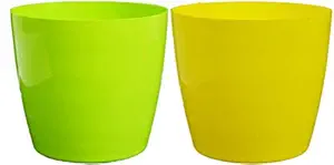 KHOJI (Multicolor Set of 2) Emerald Flower Pot, Plastic Plant Flower Seedlings Nursery Pot/Pots Colorful Flower Plant Container Seed Pots, Plants Pots.