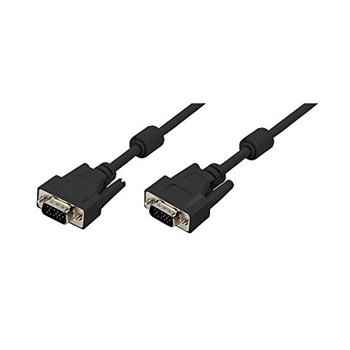 LogiLink VGA Monitor Kabel 5m 14-pin (entspricht 15-pin VGA, männlich/männlich, 2-fache Abschirmung, Ferritkern) schwarz