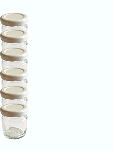 24er Set leere Rundgläser Mini Gläser 53 ml Deckelfarbe Weiss To 43 Sturzgläser Honig Kaviar Marmeladengläser Obstgläser Einweckgläser Senf, Honig, Gläser, Einmachgläser, Portionsgläser, Probiergläser, Imker Weiß - 3