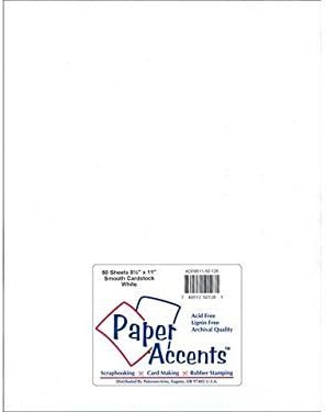 Smooth White Cardstock Paper 8.5x11-inches 50pc by Paper Accents