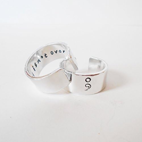 Semi Colon Hidden Message Hand Stamped Aluminium Adjustable Cuff Ring