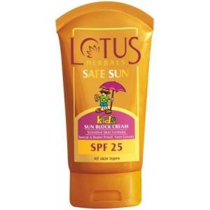 Lotus Herbals Safe Sun Kids Sun Block Cream SPF 25, 100g RS.225 (24.00% Off) - Amazon