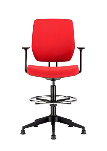 Chairs For Offices HI131104RE High Seat Draughtsman Workbench Counter Chair with Arms Red Free 3 day Delivery