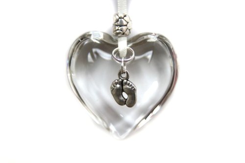 Handmade Hanging Glass Heart Decoration for New Born Baby, Shower or Christening Gift