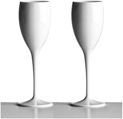 Pair of White Champagne Flutes. Made from unbreakable polycarbonate 180ml/ 6oz. (pack of 2), Dishwasher safe. Ideal for celebrations and something a little different in a satin white finish. As seen on Love Island (ITV)