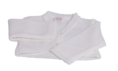 Baby Girls 100% Knitted Special Occassion Scallop Edge bolero cardigan (6-12months, white)
