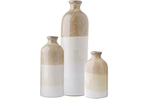 TERESA'S COLLECTIONS Ręcznie Robiony Porcelanowy Ceramiczny Wazon na Kwiaty z Brązowym Gradientowym Przeszkleniem do Wystroju Domu (H14,5/19,5/30cm, Opakowanie 3 szt.)