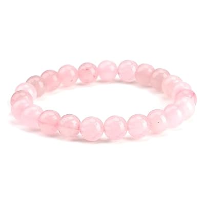 Twobud Rose Quartz Crystal Bracelet For Women 8mm Natural Gemstone For Healing Protection And Gifting Beaded Stretch Energy Stone Festival Accessories Birthday Christmas Gifts For Her