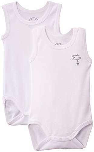 Absorba Underwear Unisex Baby 6F60186-EC Basic Blanc Layette Set of 2 Bodysuit, White, 3-6 Months (Manufacturer Size:6 Months)