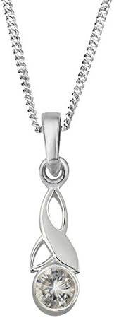 Celtic Trinity Knot Silver Birthstone Pendant April - Crystal