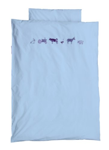 Taftan Tractor Farm Duvet Cover Set 100 x 135cm for Cot (Light Blue)