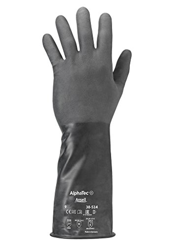 Ansell ChemTek 38-514 Butyl/Viton Handschuhe, Chemikalien- und Flüssigkeitsschutz, Schwarz - 2
