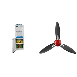 Usha Instafresh Cooling Cabinet Water Dispenser, 230V/50HZ 31CM*31.5*93.4CM+Usha Bloom Daffodil Goodbye Dust Ceiling Fan 1250mm, Sparkle Red and Black