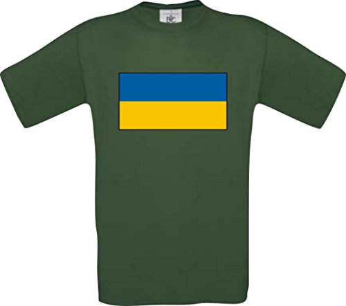 Uni T-Shirt Ukraine Ländershirt mit Wunschnamen und Nummer, Farbe grün, Größe XL