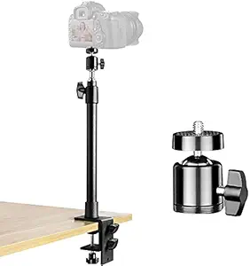 SHOPEE Desk Mount Stand, 12-20inch Tabletop C Clamp Mount Stand, Adjustable Table Aluminum Light Stand with Standard 1/4