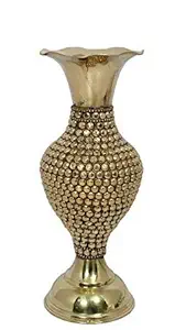 SkyWalker Metal Flower Vase With Beads (25 X 10.5 cm, Gold)