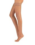 medias compresion muslo Encaje con diseño floreal, que contiene dos tiras de silicona en la parte interior para mantener las medias en la posición deseada. Estos pantis transparentes ofrecen un look tan elegante como delicado.