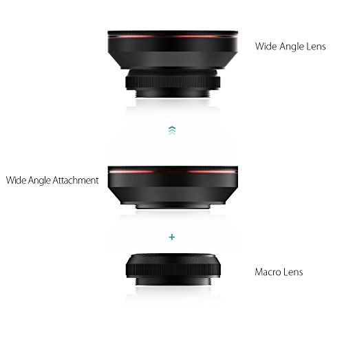 Aukey PL-WD05 Weitwinkel Objektiv Makro Clip on 2 in 1 fÃ¼r Apple iPhone / Android Smartphone schwarz