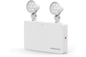 ‎ENOVALITE ENOVALITE LED Fluchtwegleuchte Notleuchte Twin-Spot mit Akku und Test-Funktion - 3h Notbetrieb - 6W 300lm - Rettungsweg Notausgang Notfall EXIT - mit Fernbedienung