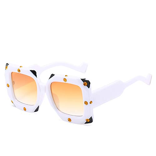 Preisvergleich Produktbild Sonnenbrillen. Übergroße Quadratische Sonnenbrille Frauen Strass Sonnenbrillen Spiegel Beschichtung Mode Frauen Schattierungen Outdoor Reisen Sommer Uv400 Weiß Farbverlauf Rosa