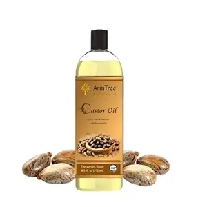 ARMTREE NATURALS Castor Oil 100% Pure & Natural Cold Pressed Organic Oil for Skin & Nails, Hair Growth, Eyebrows, Eyelashes, Beard Growth, Body Skin Moisturiser and cracked feet ( 250ml )