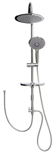 Duschset Brauseset Duschgarnitur Brausegarnitur Duscharmatur Duschstange 100cm Regendusche Duschsystem Überkopfbrause Brausestange Handbrause variable Halter 40cm-75cm für vorhandene Bohrlöcher MPR10 - 3