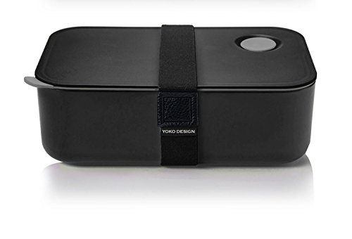 Yoko Design 1386 - Scatola per il pranzo ermetica in plastica, 19.5 x 6.8 x 12.2 cm, Nero