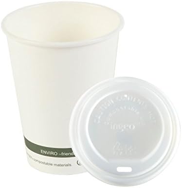 Compostable Hot Drink Cups With Lids Various Sizes &amp; Quantities Biodegradable Takeaway Coffee Latte Cappuccino Espresso (250, 12oz)