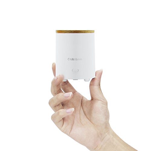 LifeBasis Aroma Diffuser Aromavernebler mit USB-Anschluss Batteriebetriebener Lufterfrischer , Leiser Ventilator mit Holzkappe für Büro und Schlafzimmer ( Weiß ) - 6