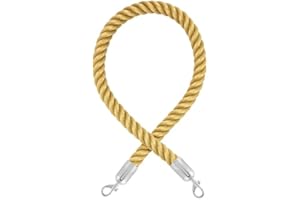 FLEXIBARRIER Cavo di bloccaggio di alta qualità con moschettoni (diametro 36 mm) – Cavo di arresto con fascette (1,5 m, beige/cromo lucido)