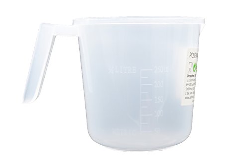 kleiner Messbecher Portionierer Maßbecher Maßzahlen 0,25 Liter mit offenem Griff klar