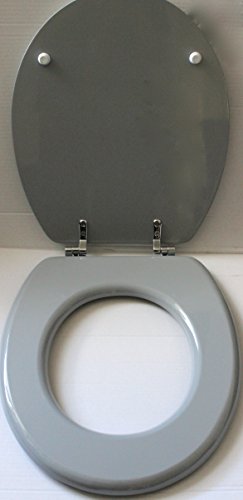 WC Sitz Toilettendeckel Grau Holzkern - 2